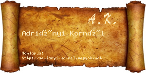 Adriányi Kornél névjegykártya